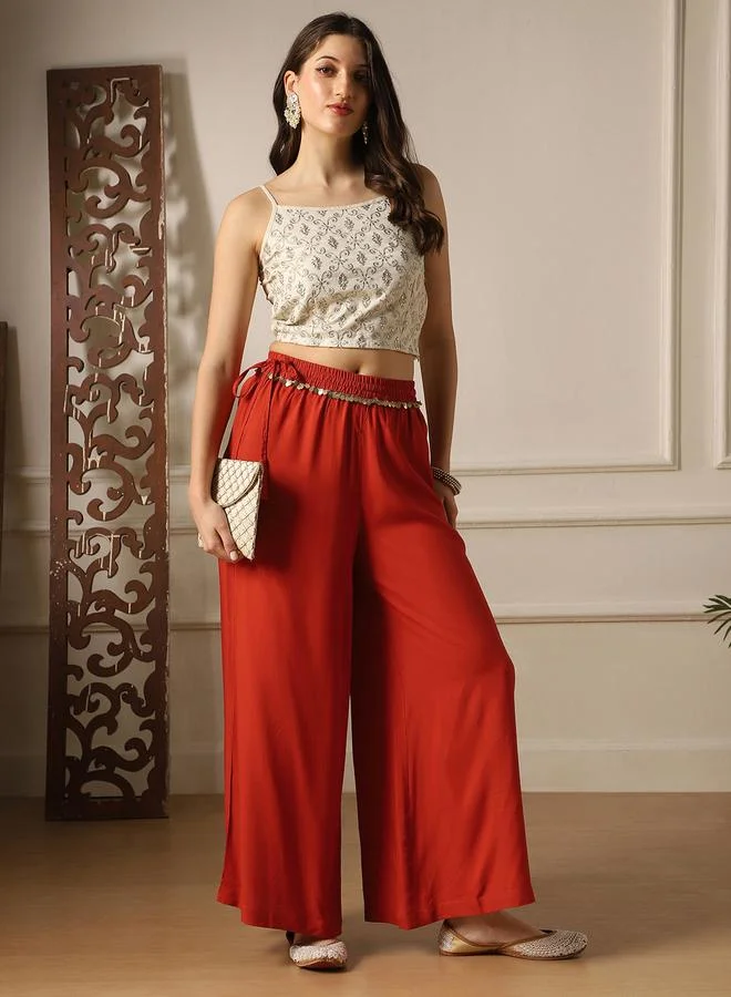 Globus Orange Women Rust Orange Palazzo Pants for Women | Best Price UAE